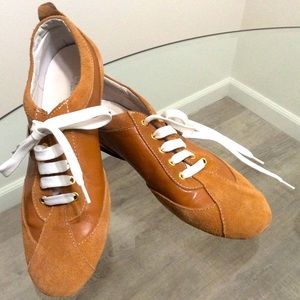 Genuine leather and suede sneakers